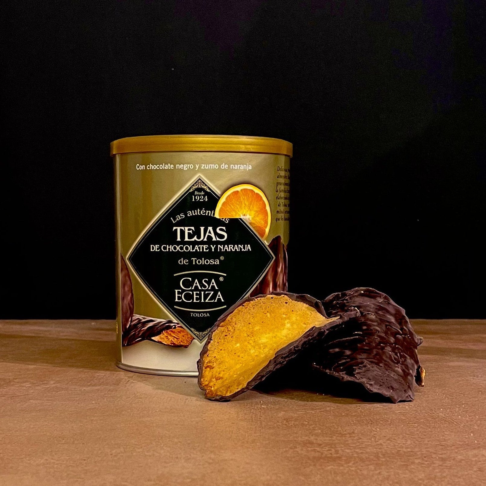 Tejas de Tolosa.(Chocolate &Orange) 180g Tin Olives&Oils(O&O)